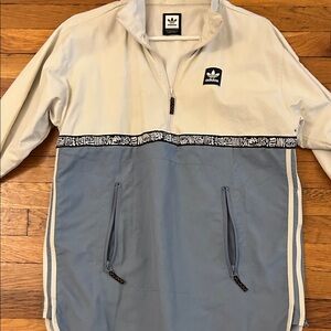 Adidas Beige and Gray Half-Zip Pullover